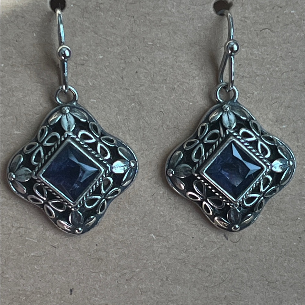 Elegant Silver and Purple Dangle Earrings